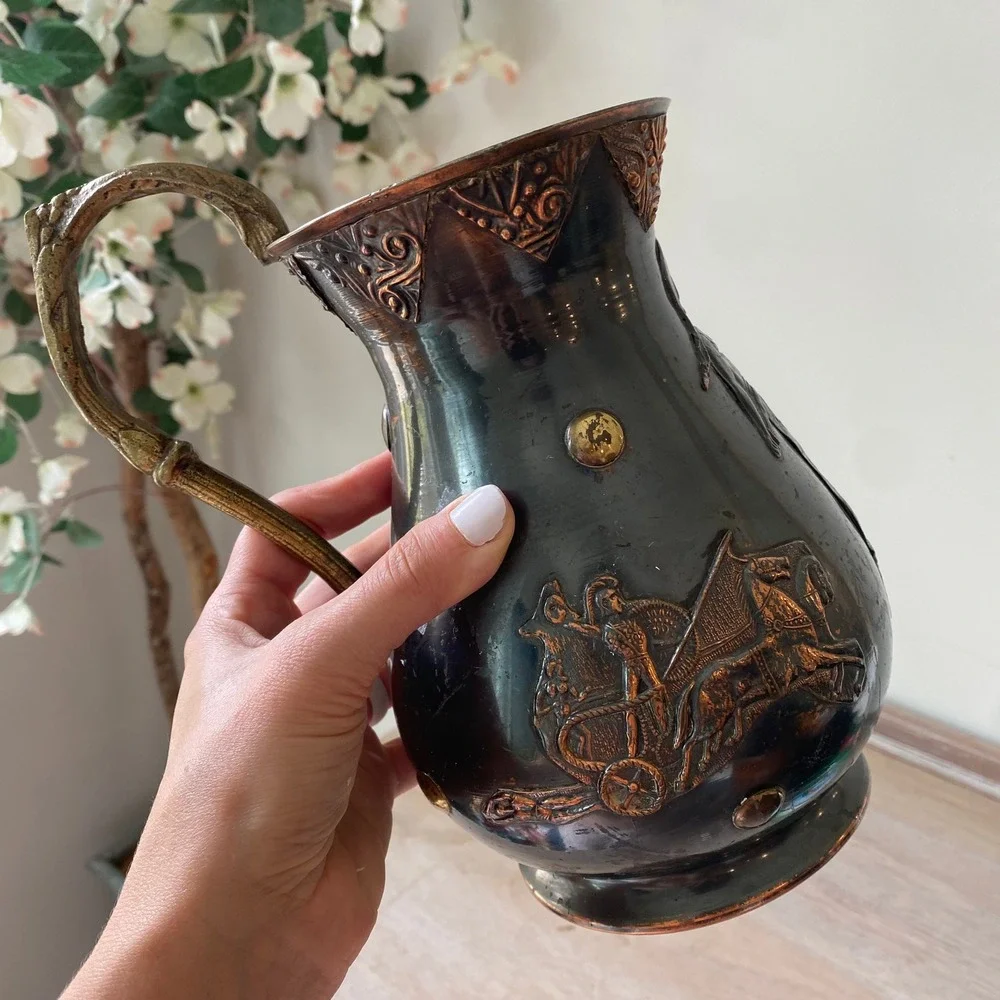 Antique Medieval Greek Solid Copper/Brass Water Pitcher